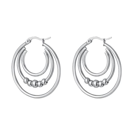 Bijoutheek Oorringen Drie Hoops En Beads Zilver 0289843-118