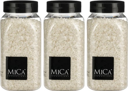 Mica Decorations decoratie steentjes / granulaat - 3x - 650 ml - 2-4 mm - mat wit - siergrind