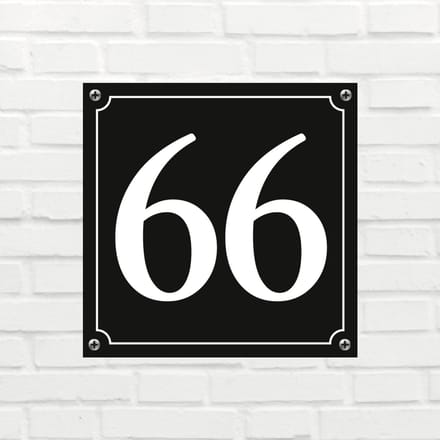 Huisnummerbord Mat zwart Deluxe - Nummer 66 - incl. bevestiging