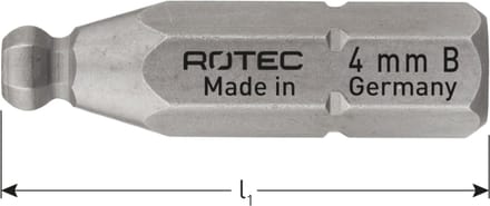 Rotec PRO Insertbit inbus SW2,0 L=25mm C 6,3 Kogelkop BASIC