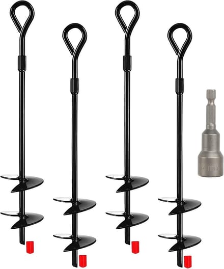 Set van 4 Sterke Grondankers, Dubbele Helix, 40 cm, Anti-roest