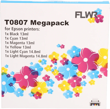 FLWR - Cartridges / Epson T0807 Multipack / zwart en kleur / Geschikt voor Epson