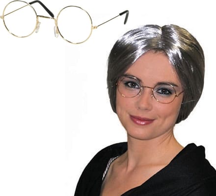 Smiffys - Oma Sarah carnaval verkleed set pruik en brilletje
