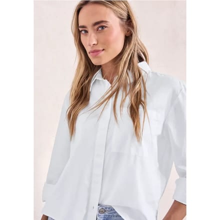 Blouse met lange mouwen en overhemdkraag in keperstof