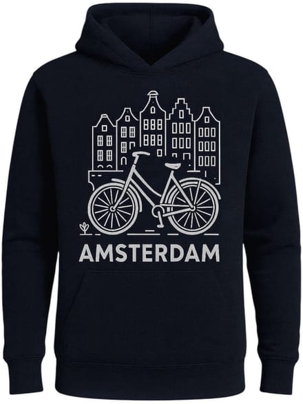Hoodie Fiets Amsterdam - Donkerblauw - M