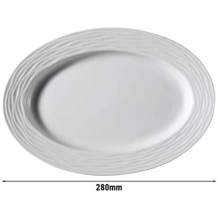 GGM Gastro (12 Stück) SEA WAVE - Platte/Dönerteller - oval - Länge: 280mm - Weiß Wit