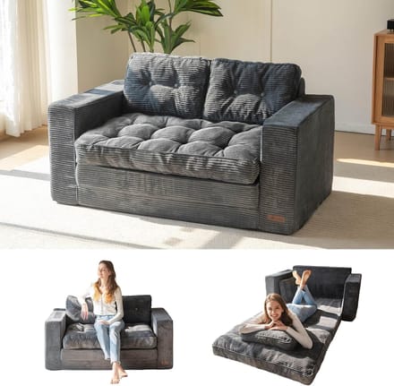 Comfortabele 2-in-1 Slaapbank met Uitschuifbaar Bed en Kussens