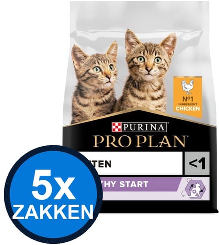 5x Pro Plan - Kitten Healthy Start Kip - Kattenvoer Droogvoer - 1.5 kg