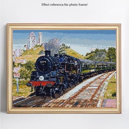 Diamantborduurwerk Trein Landschap Volle Ronde Strass Diamant Schilderen Kruissteek 50X70CM