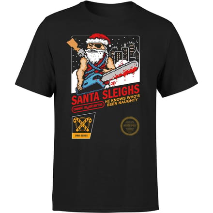 Santa Sleighs - Black T-Shirt - 5XL