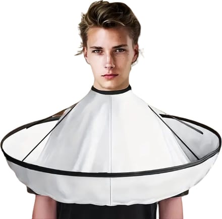 Nivard Baardschort - Beard Bib - Scheerschort - Baard Cape - Kappersmantel - Kapmantel - Zwart + Borstel