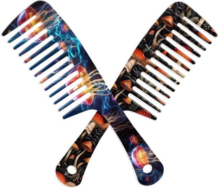 Brede Tandkam - Klitkam Stylingkam - Haar Ontklitten - Ergonomisch Handvat - 2 stuks - Blauw