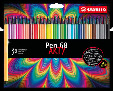STABILO Pen 68 - Premium Viltstift - ARTY Set - Etui Met 30 Kleuren