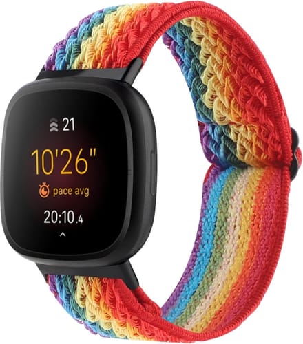 Nylon bandje - geschikt voor Fitbit Versa 4 / Sense 2 - regenboog