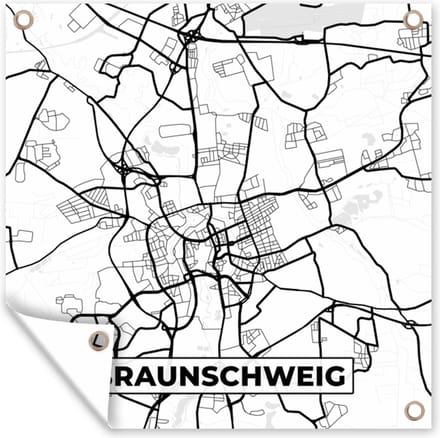 Tuindoek Braunschweig - Stadskaart - Kaart - Plattegrond - 100x100 cm