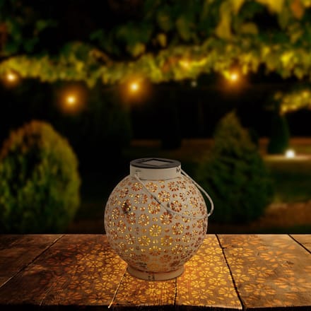 Näve LED lamp op zonne-energie 52854, wit, metaal, 20 cm, IP44, set van 2