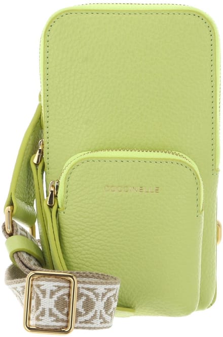 COCCINELLE Leren telefoontasje Pixie Hi-Tech Phone Bag Green Glow Lichtgroen