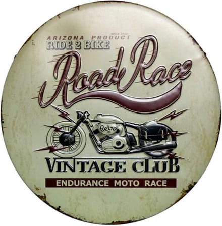 DW4Trading Metalen wandbord road race rond 30 cm