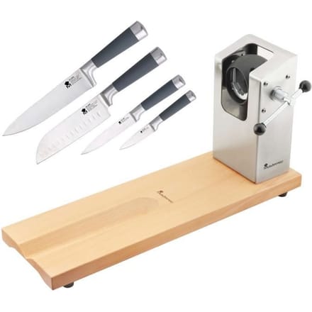 Porte-jambon BERGNER Masterpro 62 x 19,5 x 3,3 cm avec jeu de 4 couteaux de cuisine San Ignacio Masterpro