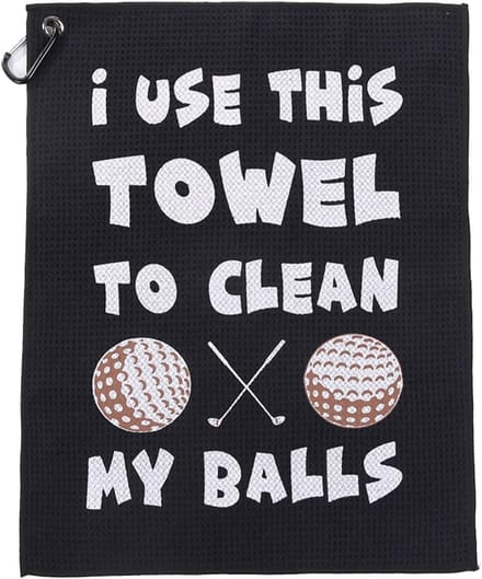 Stripe grappige golfhanddoek Clean My Balls, golf accessoires grappig
