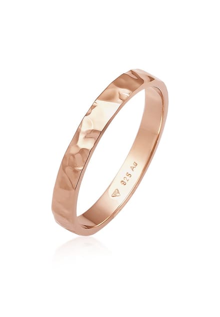 Elli - Ring - Dames band basis fijn gehamerd trend in 925 sterling zilver - Dames