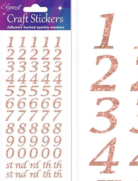 Oaktree - Stickers Cijfers Rose Gold cursief letter (per vel)