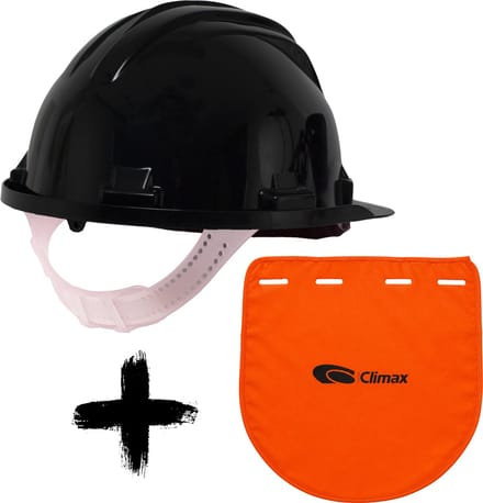 Climax Zwarte Bouwhelm met Nekbescherming - Nekflap met Veiligheidshelm