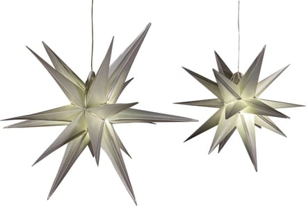 Verlichte 3D kerststerren - set 2x st - zilver - 35 en 60 cm - kunststof