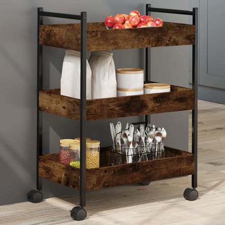 vidaXL - Keukentrolley - 50x30x70 - cm - bewerkt - hout - gerookt - eikenkleurig