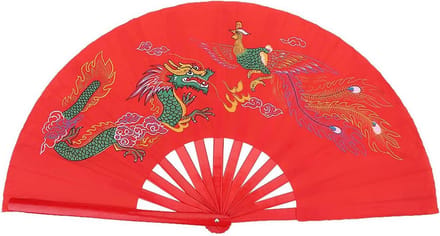 Dailygoods - Tai Chi Fan - Chinese Dans- en Kung Fu Ventilator van Bamboe - 33 cm - Rood