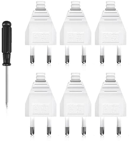 6 Stuks Platte Europese Stekkers met Schroevendraaiers voor Binnengebruik - 220V 2,5A