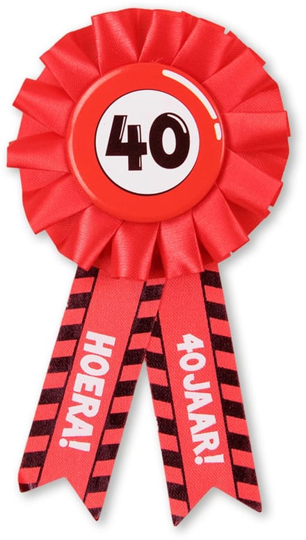 BTH - Rosette - 40 Jaar - Verjaardag Versiering - Feest - Rozet - Versiering - Verkeersbord - Button