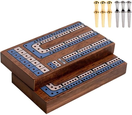 Kaart Scorebord - Tafelspel Set - Interactief Spelen - Magnetische Sluiting - Draagbaar Formaat - Black Walnut