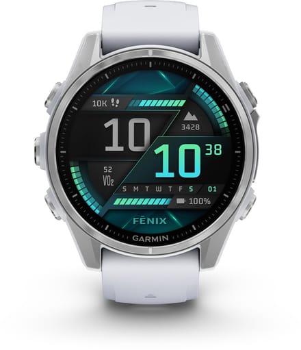 Garmin fenix 8 - Multisport Smartwatch - AMOLED-Scherm - 43mm - Zilverkleurig/Wit