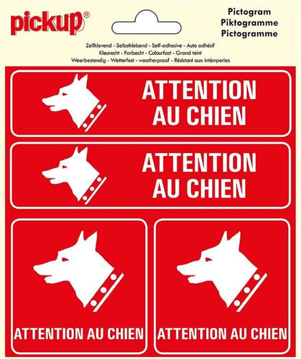 Pickup Pictogram 15x15 cm 4 pcs - Attention au chien