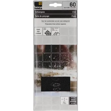 Sencys Schuurvel - P60 - Zwart - 115x280mm - 3 Stuks