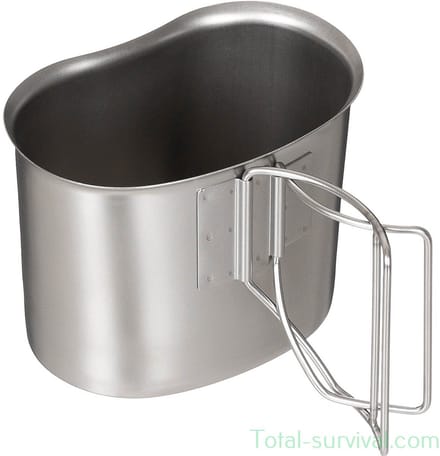 MFH US Canteen Cup, roestvrij staal, opvouwbare handvatten