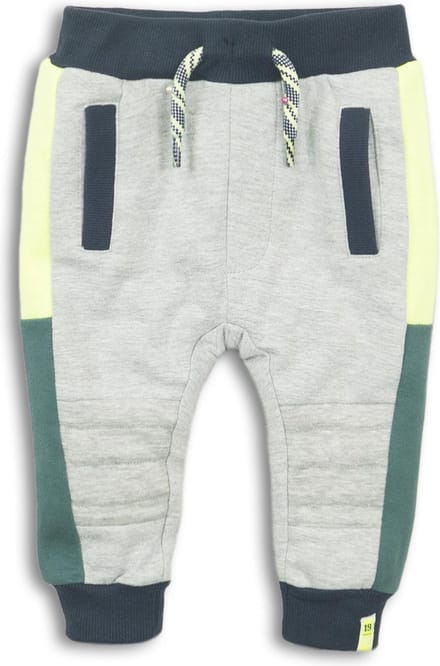 Dirkje - baby Joggingbroek - Grey melee+Navy+Neon Yellow- jongens - maat 56