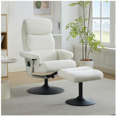 Verstelbare fauteuil - MUVOE - Fluweel - 5-punts massage - Verwarmd - 360° draaibaar wit