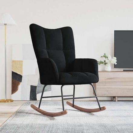 vidaXL Schommelstoel Velvet - Zwart, 61 x 78 x 98 cm
