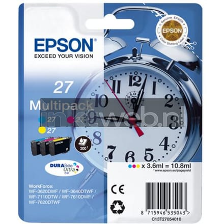 Epson multipack 3-kleuren 27 DURABrite Ultra-inkt