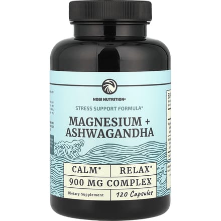 Nobi Nutrition, Magnesium + Ashwagandha, 120 Capsules