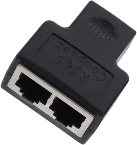 Ethernet Splitter Adapter - Netwerk Connector - Netwerk Delen - 1 naar 2 Poorten - Compact Formaat - Zwart