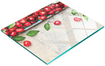 Multifunctionele decoratieve snijplank voor de keuken, gehard glas, kersenkleur, 60x52 cm