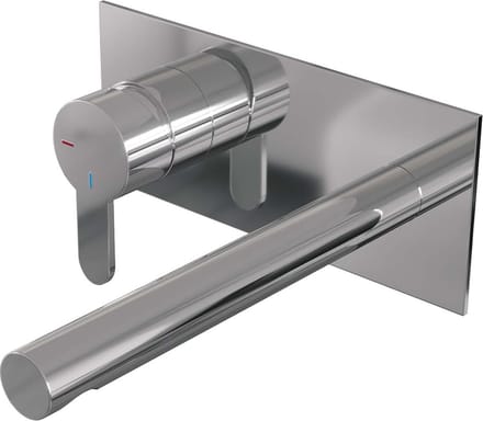 Brauer Chrome Edition inbouw wastafelmengkraan met rechte uitloop en afdekplaat model D2 chroom