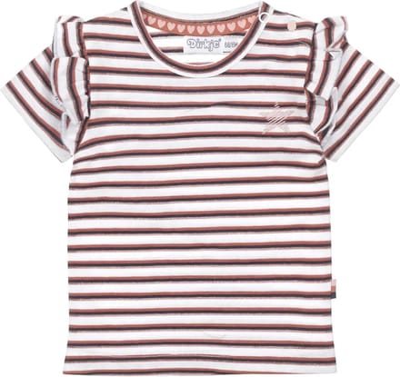 Dirkje Meisjes baby kleding Gestreepte Tshirt White - 56