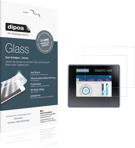 dipos – 2x Pantserfolie geschikt voor Siemens Simatic HMI MTP400 | 9H Screenprotector