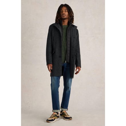 White Stuff Wool Funnel Coat Dark Grey Taglia: M | Cappotti monopetto Outlet | Uomo | Grigio