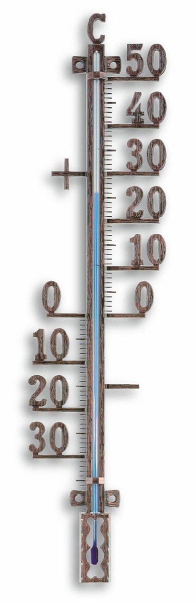 TFA Buiten Thermometer - analoog - metaal - koper - 41 x 10 cm - buiten - tuindecoratie