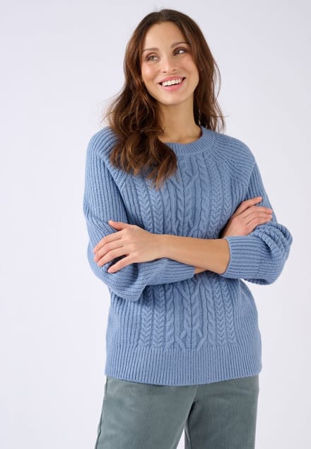 Damart - Kabelgebreide Thermolactyl trui - Dames - Blauw - S
